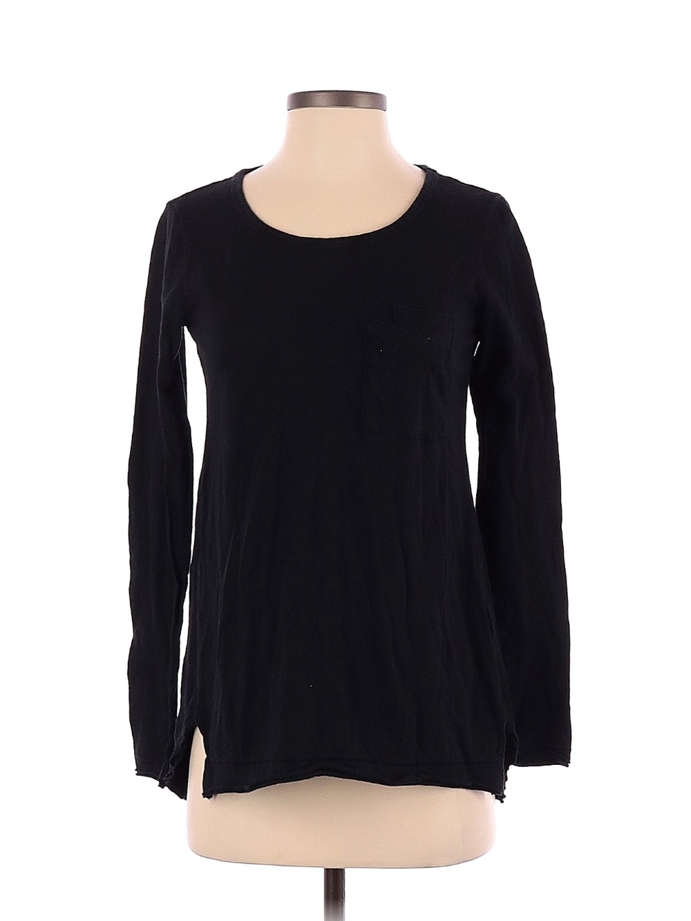 Anthropologie Black Long-Sleeve Crewneck Top